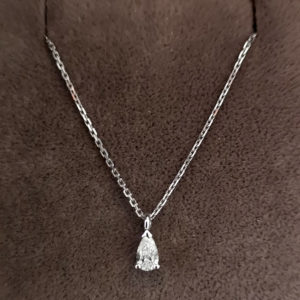 0.17 Carat Pear Shaped Diamond Pendant & Chain