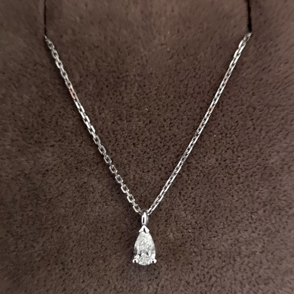 0.17 Carat Pear Shaped Diamond Pendant & Chain