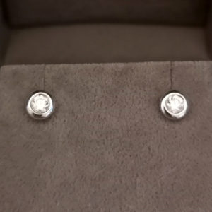 0.25 Carat Rub-Over Round Brilliant Cut Diamond Stud Earrings