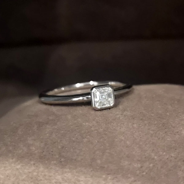 0.28 Carat Asscher Cut Diamond Solitaire Ring