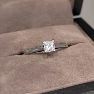 0.32 Carat Princess Cut Diamond Solitaire Ring