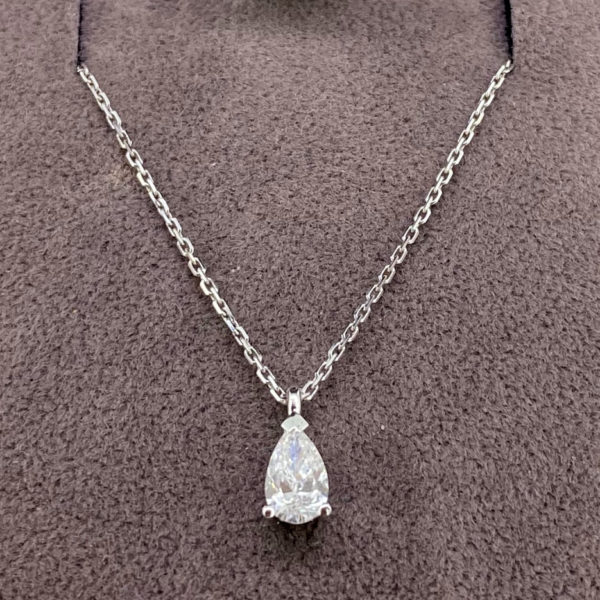 0.34 Carat Pear Cut Diamond Pendant & White Gold Chain