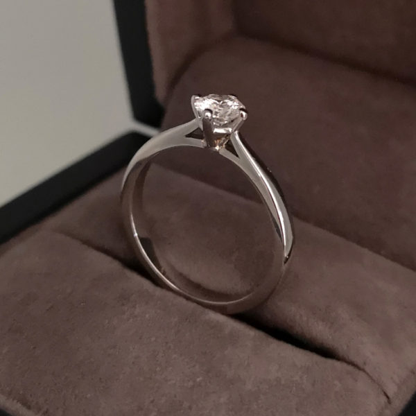 0.40 Carat Round Brilliant Cut Diamond Solitaire Ring in Platinum