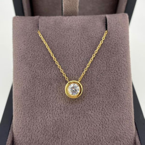 0.50 Carat Diamond Rub-Over Pendant & Yellow Gold Chain