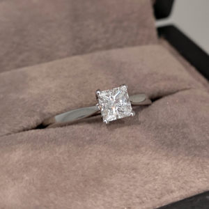 0.52 Carat Princess Cut Diamond Solitaire Ring