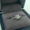 0.77 Carat Cushion Cut Diamond Ring with Diamond Halo and Shoulders