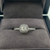 0.77 Carat Cushion Cut Diamond Ring with Halo & Shoulders
