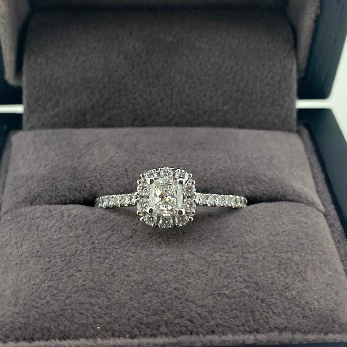 2 Carat Emerald Cut Lab Diamond Halo Style Ring - Ariel Jewelry