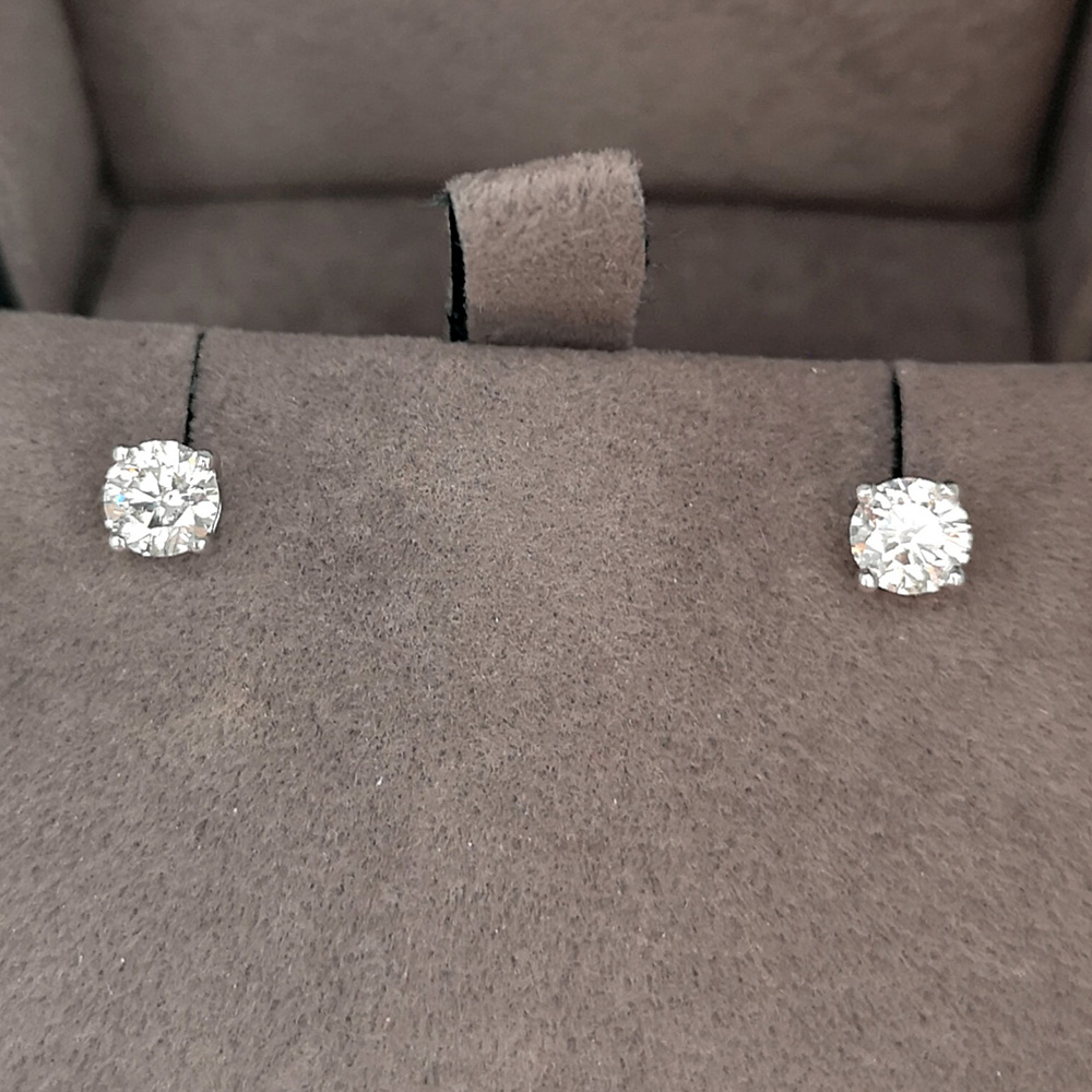 045 Cts Round Brilliant Cut Diamonds Stud Earrings In Hallmark 14K Rose  Gold  Jisha Jewels