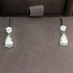1.00 Carat Pear Diamond Drop Earrings