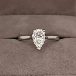 1.01 Carat Pear Shaped Diamond Engagement Ring - Made to Order