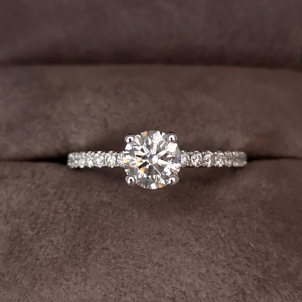 14 Karat White Gold Engagement Ring, Unique, For 1 Carat Round Center –  mondi.nyc