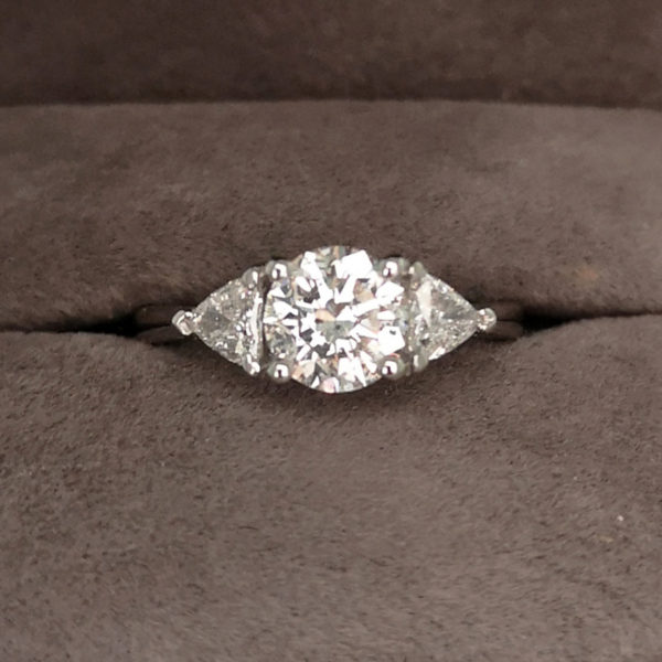 1.39 Carat Platinum Fancy Three Stone Diamond Ring