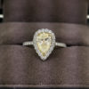 1.40 Carat Yellow Diamond Pear Shaped Halo Engagement Ring