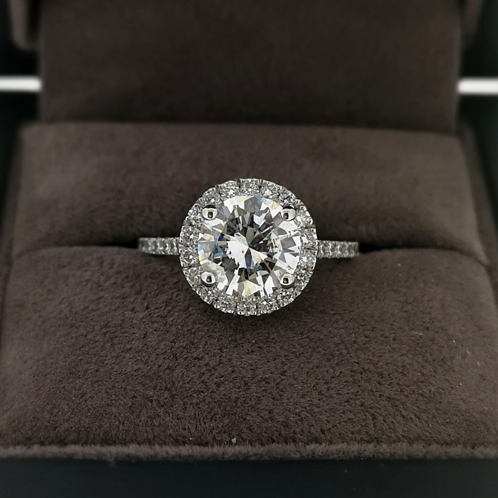 2.35 Carat Round Brilliant Cut Diamond Ring with Halo