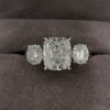 4.32 Carat Diamond Cushion Cut Three Stone Ring