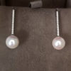 Akoya Pearl & Diamond Bar Drop Earrings