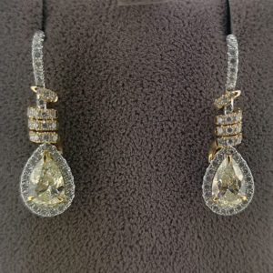 Fancy Yellow Diamond Drop Pear Shaped Earrings