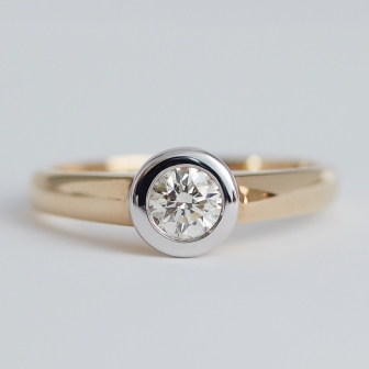 Rub-Over Diamond Engagement Ring