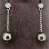 Tahitian Black Pearl & Diamond Drop Earrings