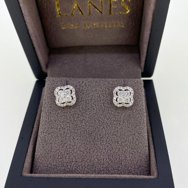 Vintage Style Diamond Cluster Earrings