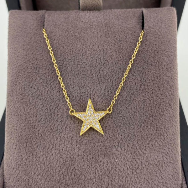0.08 Carat Diamond Star Pendant & Yellow Gold Chain