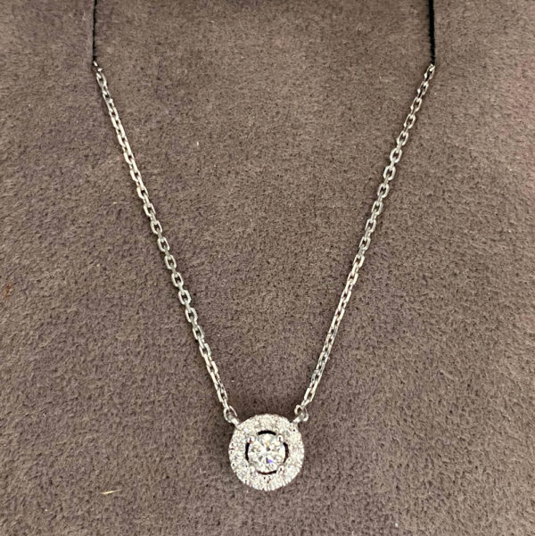 0.18 Carat Diamond Halo Pendant & Chain