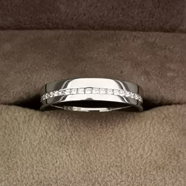 0.38 Carat Half Offset Channel Set Diamond Wedding Ring