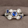 1.65 Carat Diamond & Sapphire Moonshine Ring in Platinum