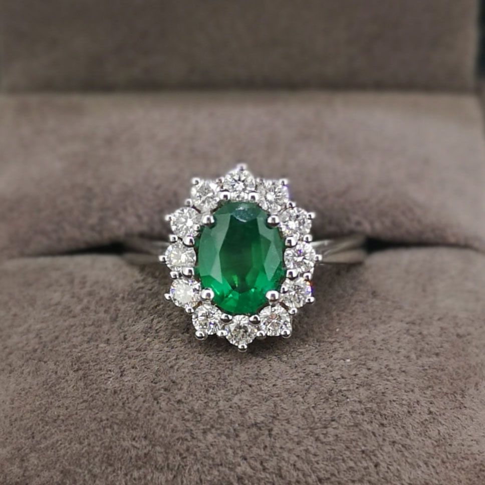 Green Diamond Cluster Ring - CJ Vinten Jewellers | Leigh-on-Sea, Essex