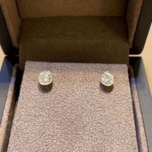 0.62 Carat Diamond Rubover Stud Earrings