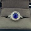 1.76 Carat Ceylon Sapphire & Diamond Halo Ring