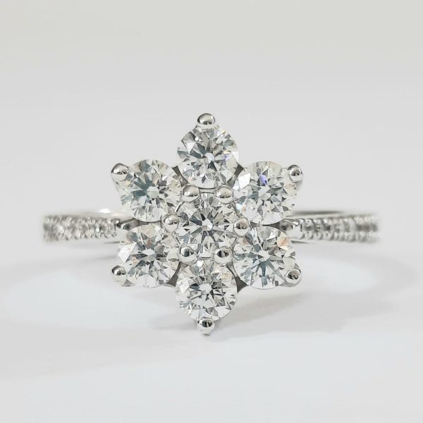 Seven Stone Diamond Daisy Cluster Ring